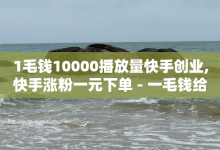 1毛钱10000播放量快手创业,快手涨粉一元下单 - 一毛钱给10000播放量 - ks账号-子潇网络