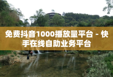 免费抖音1000播放量平台 - 快手在线自助业务平台-子潇网络