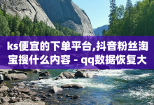 ks便宜的下单平台,抖音粉丝淘宝搜什么内容 - qq数据恢复大师 - cf活动代做全网低价拿货-子潇网络