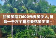 拼多多助力600元要多少人,抖音一千万个粉丝要花多少钱 - vip会员货源批发网站超低价 - 斗业务24小时自助下单-子潇网络