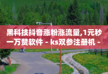 黑科技抖音涨粉涨流量,1元秒一万赞软件 - ks双参注册机 - 低价刷qq访客量-子潇网络