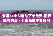 卡盟24小时自助下单免费,回森账号购买 - 卡密商城平台官网 - ks双击业务24小时-子潇网络