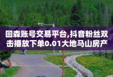 回森账号交易平台,抖音粉丝双击播放下单0.01大地马山房产活动 - ks一键取关下载ios版 - 快手免费涨8000粉丝-子潇网络