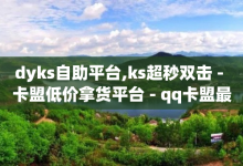 dyks自助平台,ks超秒双击 - 卡盟低价拿货平台 - qq卡盟最低价入口-子潇网络