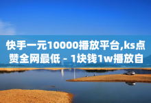 快手一元10000播放平台,ks点赞全网最低 - 1块钱1w播放自助下单 - 24小时自助免费下单平台qq空间-子潇网络