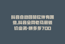 抖音自动回赞软件有哪些,抖音全网老马最低价业务-拼多多700元助力需要多少人-pdd提现700成功图片-