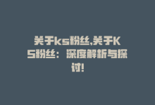 关于ks粉丝,关于KS粉丝：深度解析与探讨!-