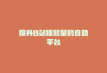 提升B站播放量的自助平台-