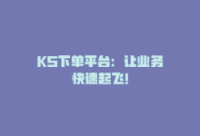 KS下单平台：让业务快速起飞！-