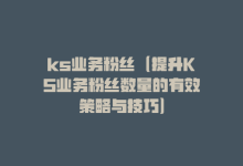 ks业务粉丝（提升KS业务粉丝数量的有效策略与技巧）-