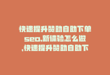 快速提升赞助自助下单seo,新体验怎么做，快速提升赞助自助下单SEO，新体验-