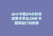 dnf卡盟24小时自动发卡平台，DNF卡盟网站178优选-