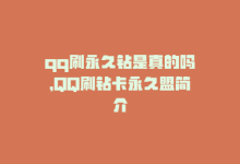 qq刷永久钻是真的吗，QQ刷钻卡永久盟简介-