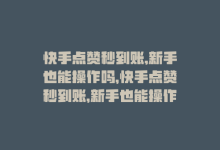 快手点赞秒到账,新手也能操作吗，快手点赞秒到账，新手也能操作-