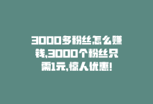 3000多粉丝怎么赚钱，3000个粉丝只需1元，惊人优惠！-