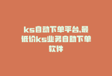 ks自动下单平台，最低价ks业务自助下单软件-