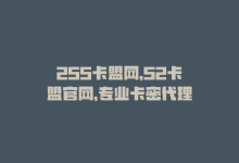 255卡盟网，52卡盟官网，专业卡密代理-