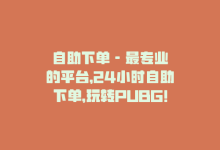 自助下单 - 最专业的平台，24小时自助下单，玩转PUBG！-