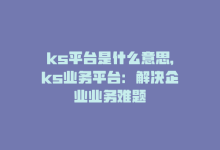 ks平台是什么意思，ks业务平台：解决企业业务难题-