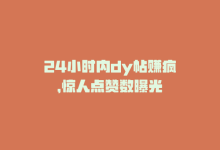 24小时内dy帖赚疯，惊人点赞数曝光-