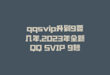 qqsvip升到9要几年，2023年全新QQ SVIP 9秒升级攻略-