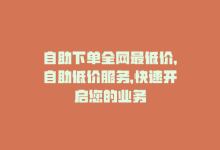 自助下单全网最低价，自助低价服务，快速开启您的业务-