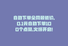 自助下单全网最低价，0.1元自助下单100个点赞，火爆开启！-