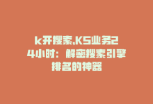 k开搜索，KS业务24小时：解密搜索引擎排名的神器-