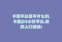 卡盟平台是干什么的，卡盟24小时平台，最新入口速达！-