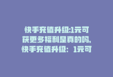 快手充值升级:1元可获更多福利是真的吗，快手充值升级：1元可获更多福利-