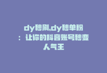 dy秒刷，dy秒单粉：让你的抖音账号秒变人气王-