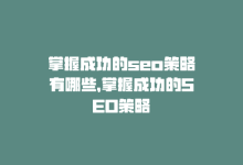 掌握成功的seo策略有哪些，掌握成功的SEO策略-