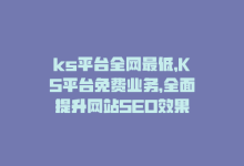 ks平台全网最低，KS平台免费业务，全面提升网站SEO效果-