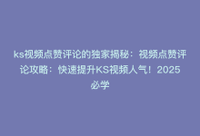 ks视频点赞评论的独家揭秘：视频点赞评论攻略：快速提升KS视频人气！2025必学-