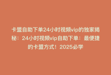 卡盟自助下单24小时视频vip的独家揭秘：24小时视频vip自助下单：最便捷的卡盟方式！2025必学-