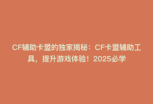 CF辅助卡盟的独家揭秘：CF卡盟辅助工具，提升游戏体验！2025必学-