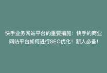 快手业务网站平台的重要措施：快手的商业网站平台如何进行SEO优化！新人必备！-