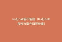 ks打call能不能刷（Ks打call是否可提升网页权重）-