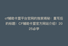 cf辅助卡盟平台官网的独家揭秘：重写后的标题：CF辅助卡盟官方网站介绍！2025必学-