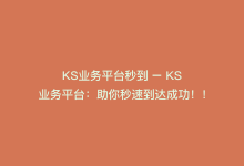 KS业务平台秒到 – KS业务平台：助你秒速到达成功！！-