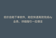 低价自助下单软件，助您快速高效完成dy业务，详细指引一应俱全-