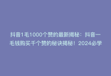 抖音1毛1000个赞的最新揭秘：抖音一毛钱购买千个赞的秘诀揭秘！2024必学-