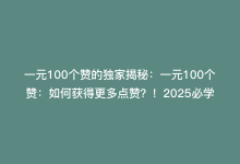 一元100个赞的独家揭秘：一元100个赞：如何获得更多点赞？！2025必学-