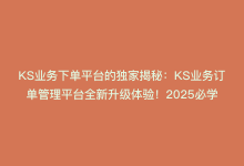 KS业务下单平台的独家揭秘：KS业务订单管理平台全新升级体验！2025必学-