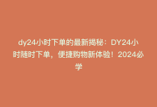 dy24小时下单的最新揭秘：DY24小时随时下单，便捷购物新体验！2024必学-