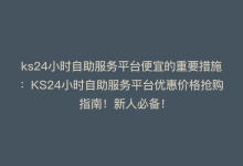 ks24小时自助服务平台便宜的重要措施：KS24小时自助服务平台优惠价格抢购指南！新人必备！-