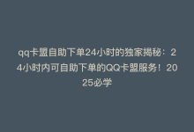 qq卡盟自助下单24小时的独家揭秘：24小时内可自助下单的QQ卡盟服务！2025必学-