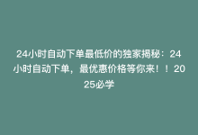 24小时自动下单最低价的独家揭秘：24小时自动下单，最优惠价格等你来！！2025必学-