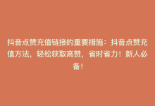 抖音点赞充值链接的重要措施：抖音点赞充值方法，轻松获取高赞，省时省力！新人必备！-