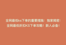 全网最低ks下单的重要措施：独家揭密：全网最低折扣KS下单攻略！新人必备！-